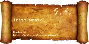 Iritz Anatol névjegykártya